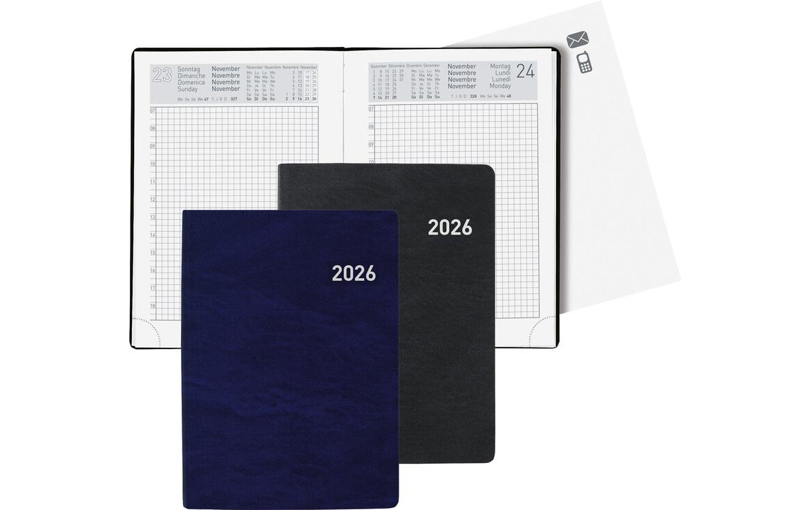 Taschenagenda Technikus Schwarz, 10.1 x 14.2 cmNotizheft 2026