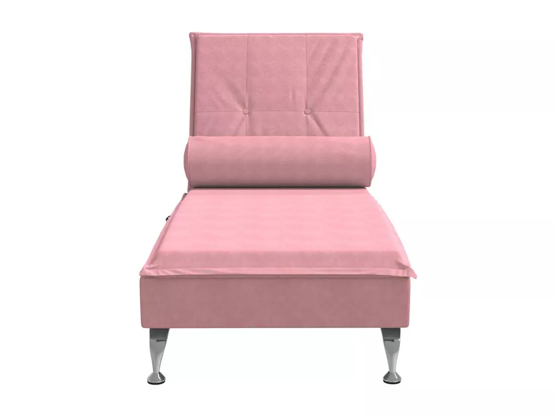 Chaise longue de massage avec traversin rose velours
