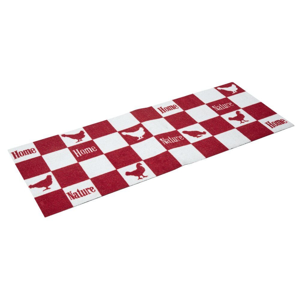 Tapis de cuisine rectangulaire  motif quadrillé poule