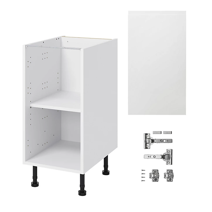 Meuble bas de cuisine avec 1 porte GoodHome Garcinia blanc brillant L. 40 x H. 72 cm