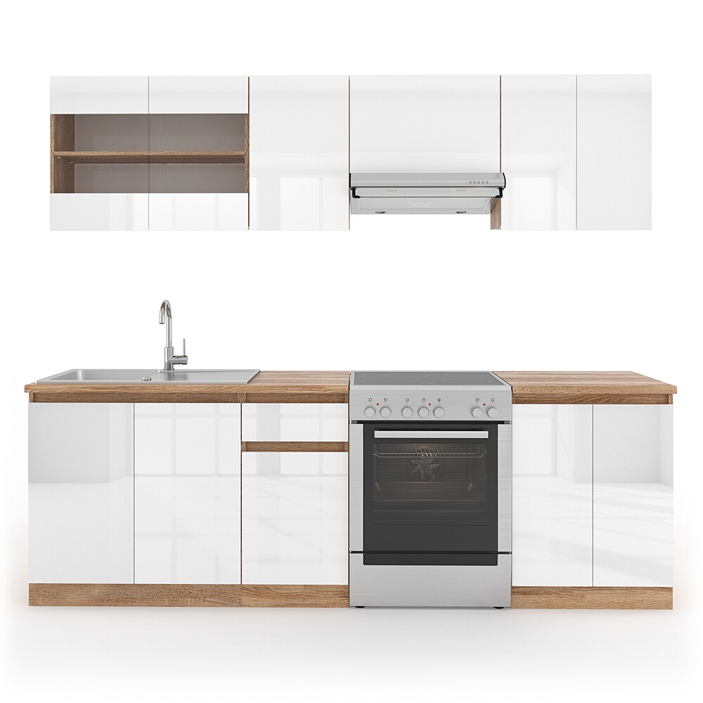 VICCO KÜCHENZEILE 240 CM - 7 MODULE - KÜCHE KÜCHENBLOCK EINBAUKÜCHE - WEIß