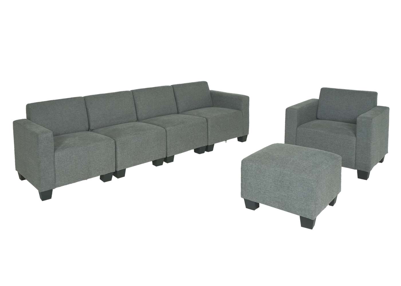 Modular Sofa-System Couch-Garnitur Moncalieri 3-1-1-1, Stoff/Textil ~ grau
