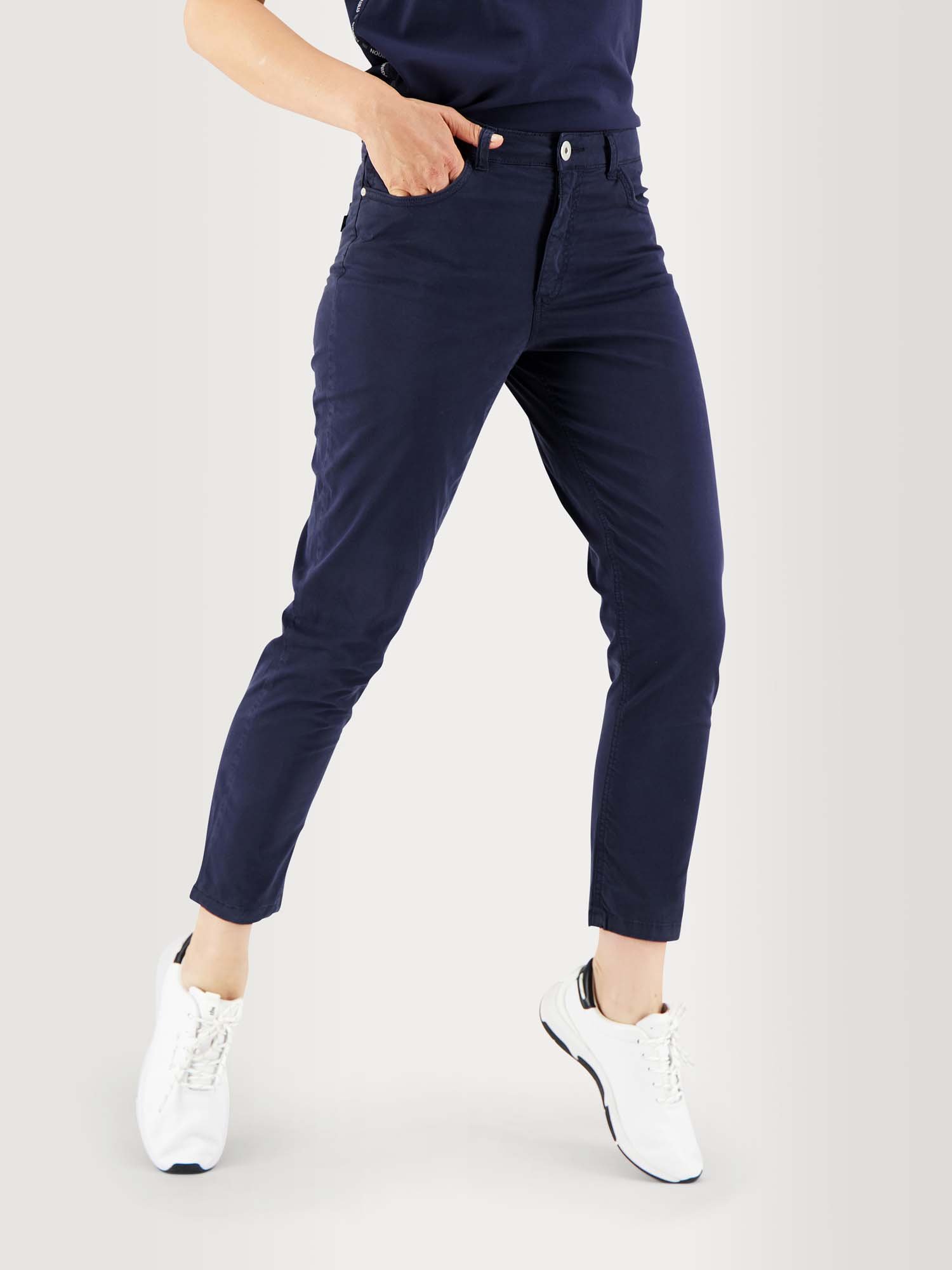 Pantalon Femme 7\/8 Coton Stretch Marine