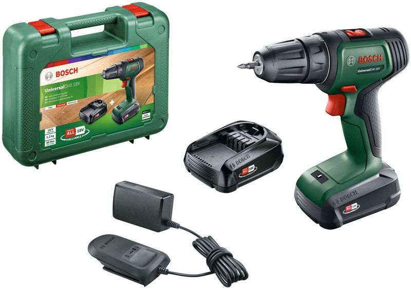 Bosch UniversalDrill 18 Accuschroefboormachine - Met 2x 18 V accu en lader - In koffer