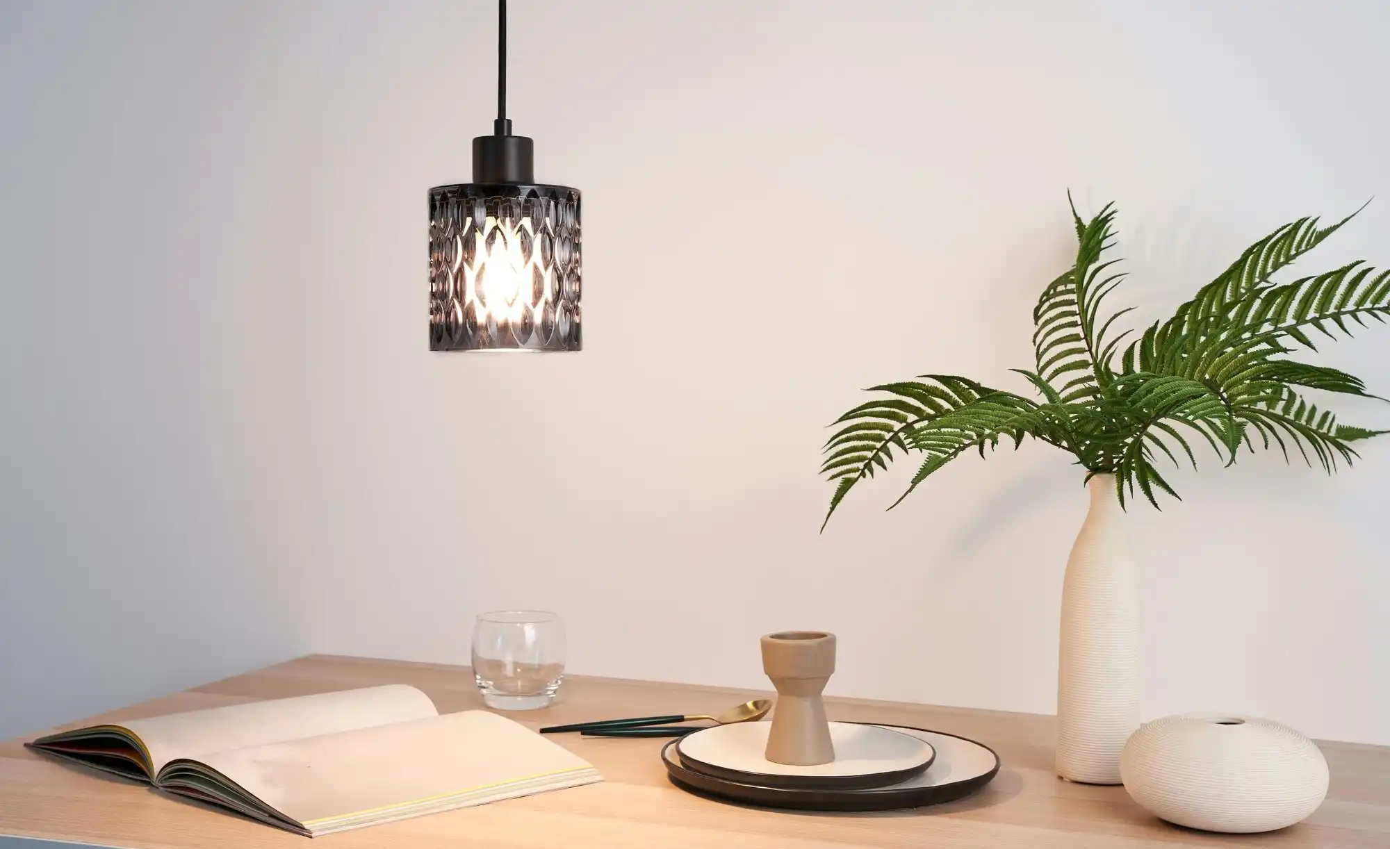 Pendelleuchte, 1-flammig, Rauchglas ´klein´