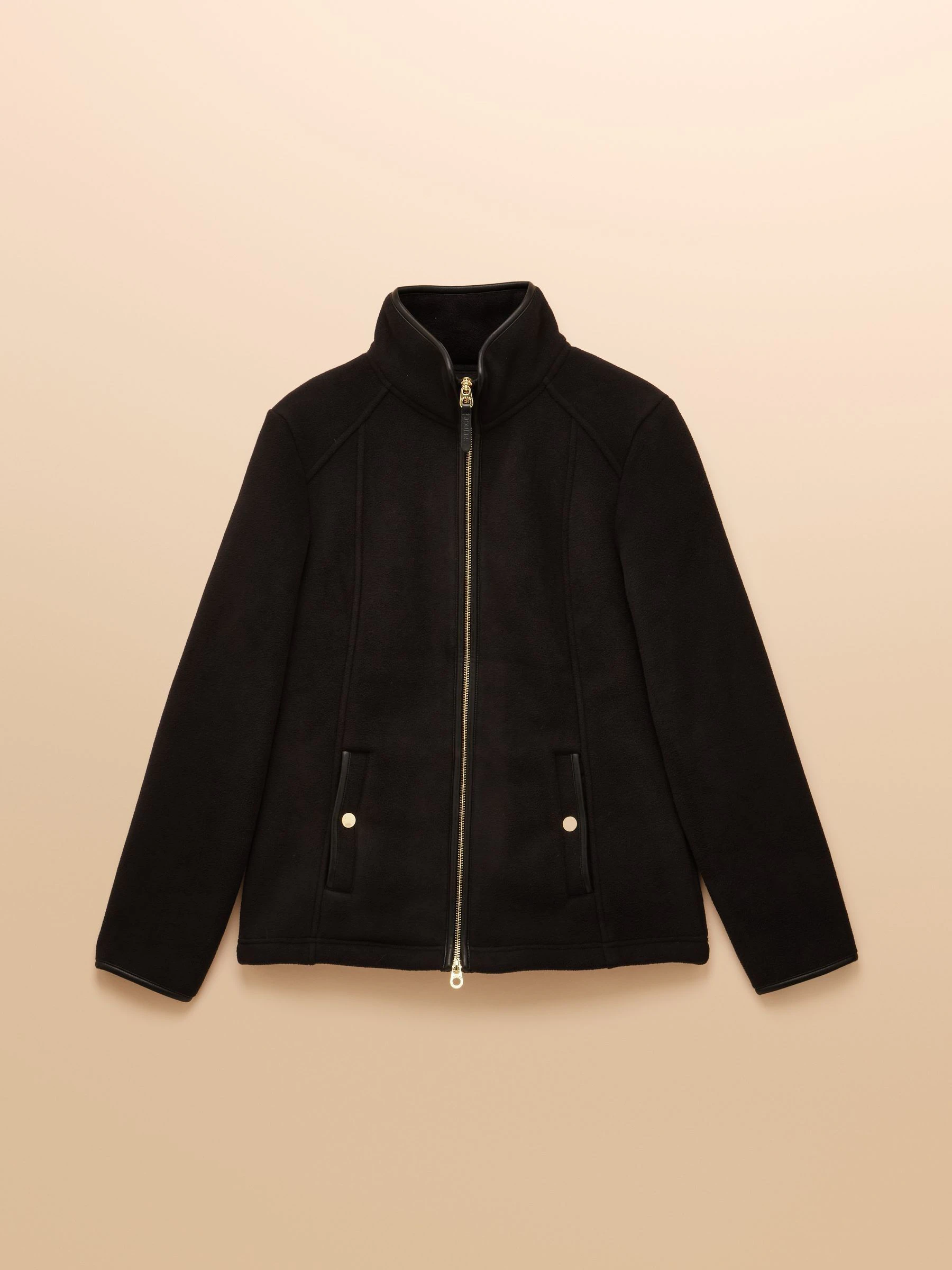 Zwart - Heritage fleece met doorlopende rits