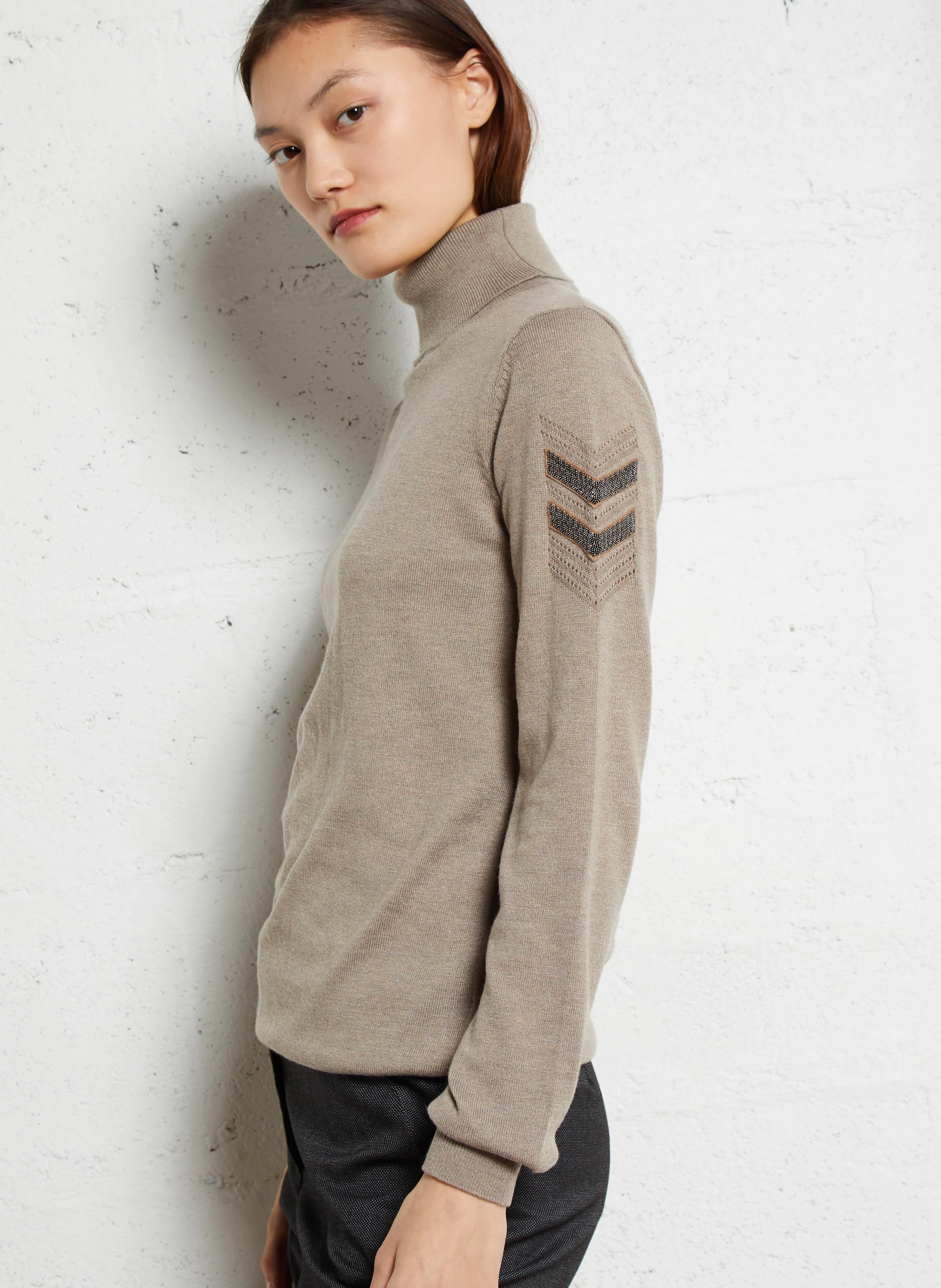 Col roulé| Beige