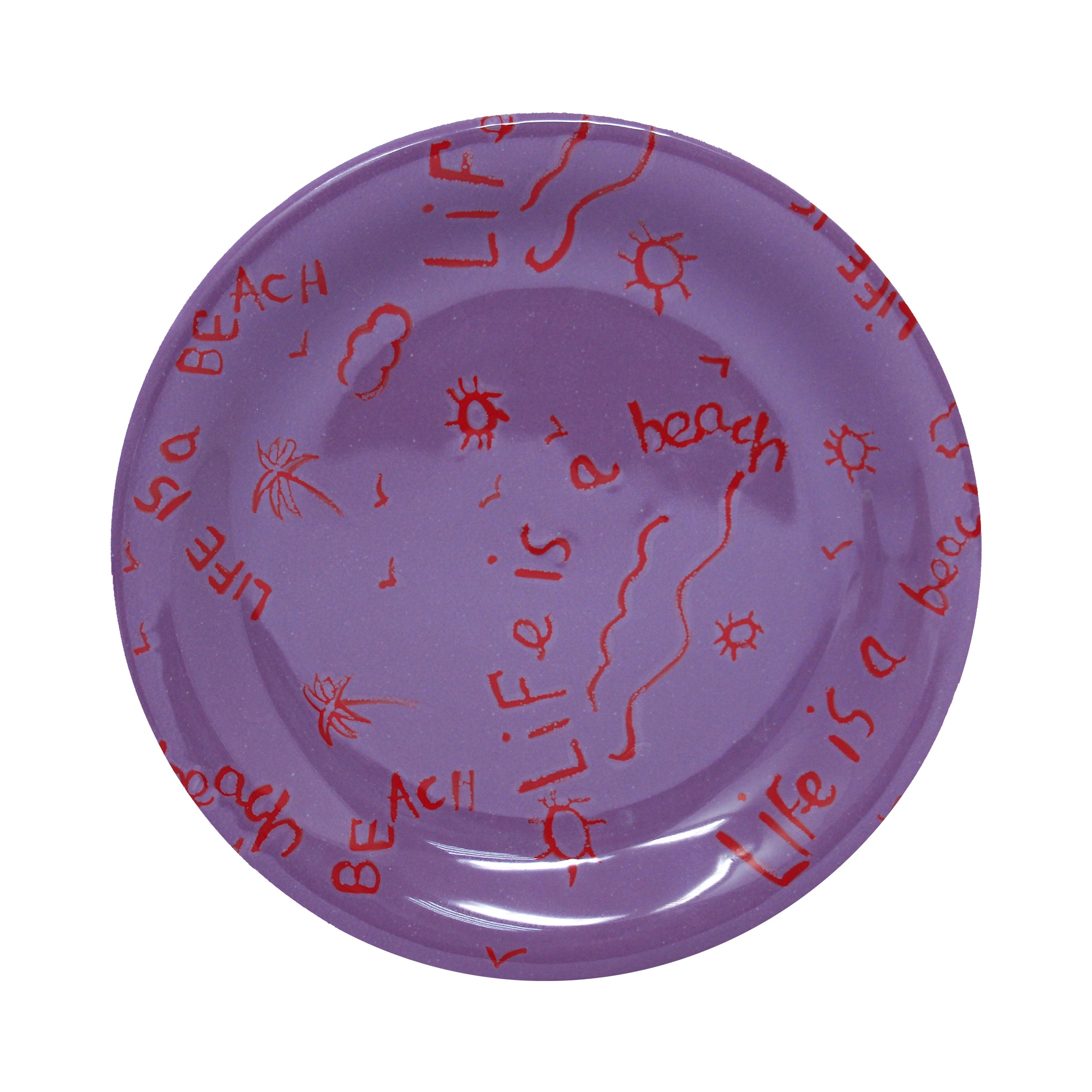 Assiette plate en céramique « La vie est une plage » (lot de 4)