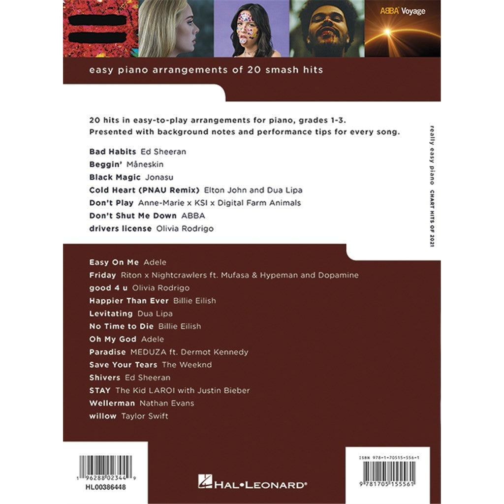 Hal Leonard Really Easy Piano Chart Hits 2021 songboek voor piano