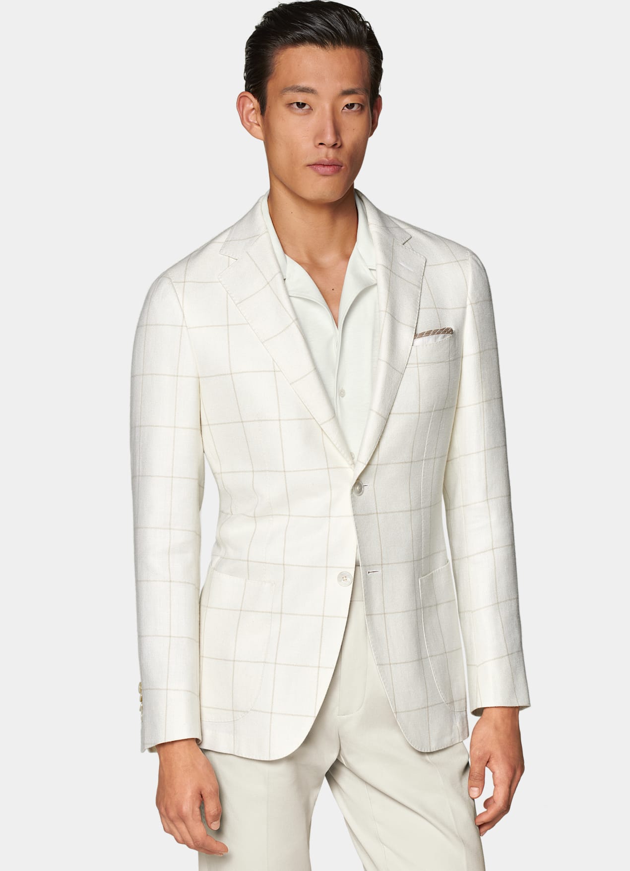 Blazer Havana coupe Tailored blanc cassé à carreaux