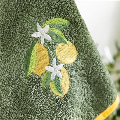 Essuie-mains rond brodé citrons – BECQUET CRÉATION