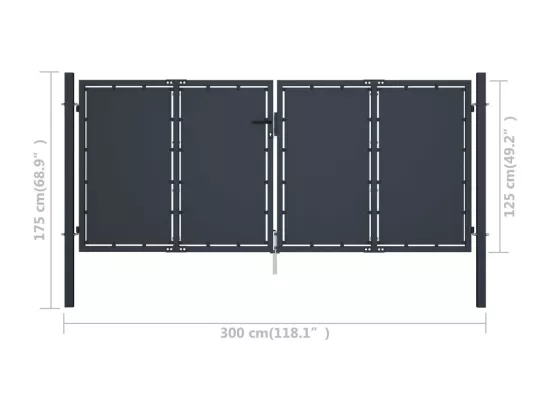 Portail de jardin Acier 300x125 Anthracite
