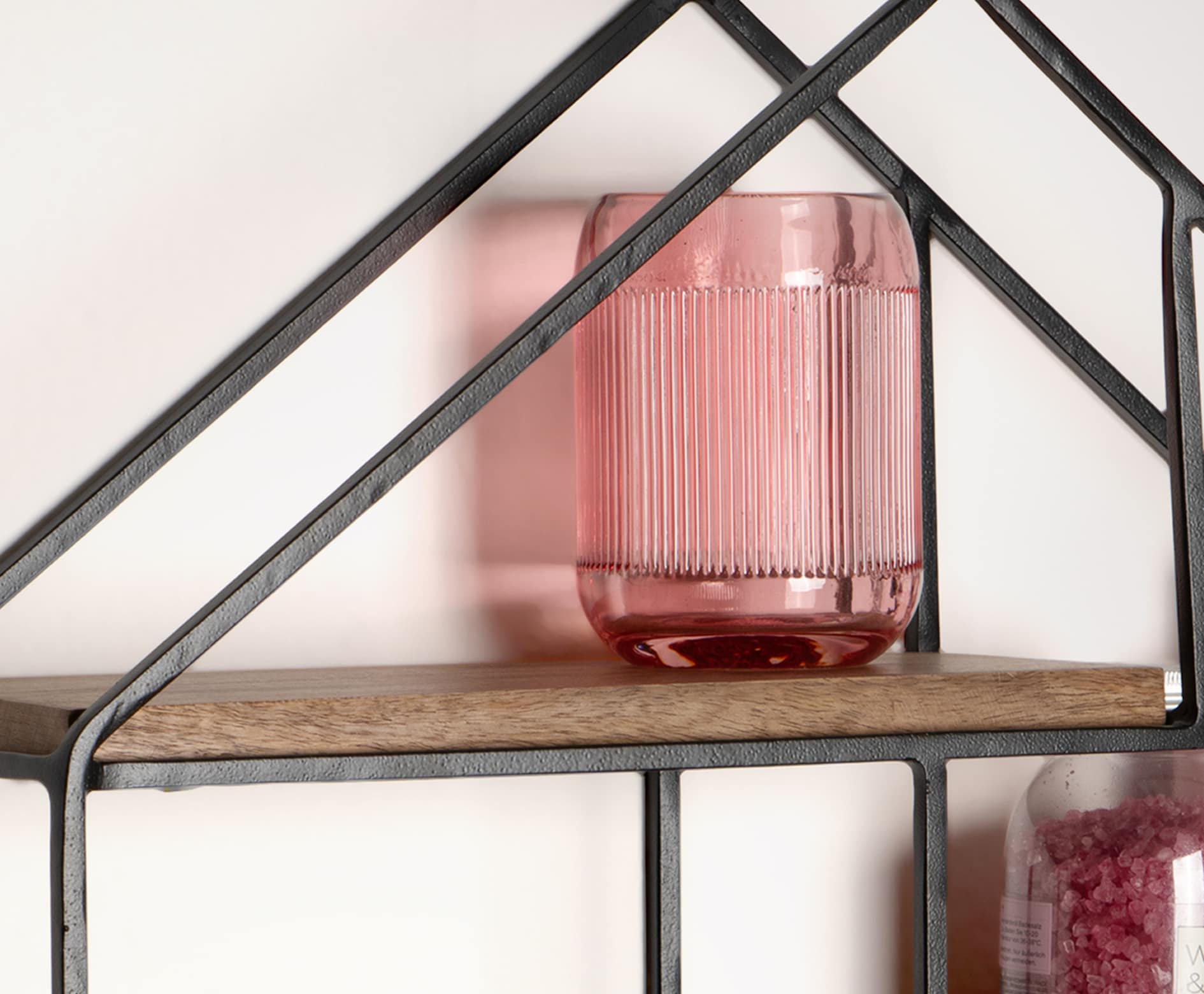KADIMA DESIGN Wandregal in Haus-Form 50x60x14 cm aus Mango Massivholz und Metall – KADIMA DESIGN