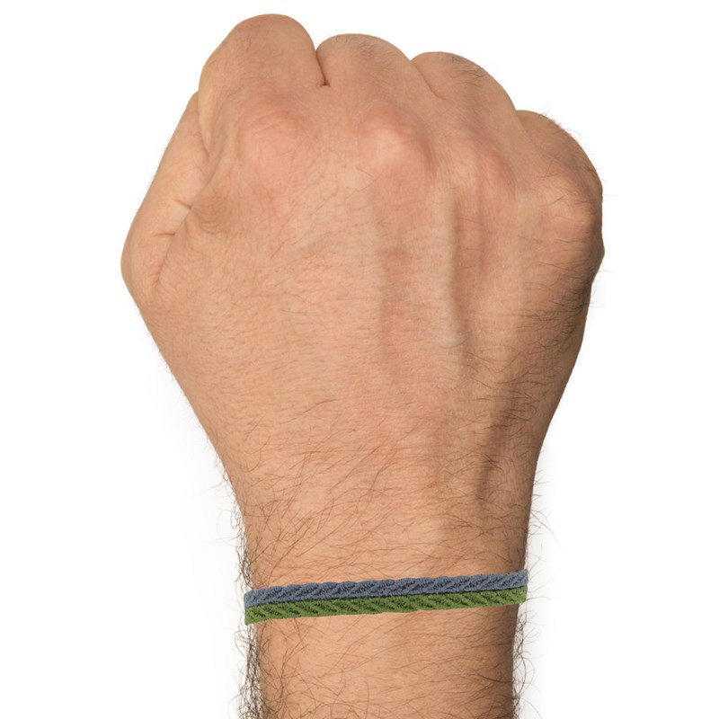 Cruciani Bracelet Homme Dentelle Prospérité Bicolore Gris Foncé et Vert Kaki