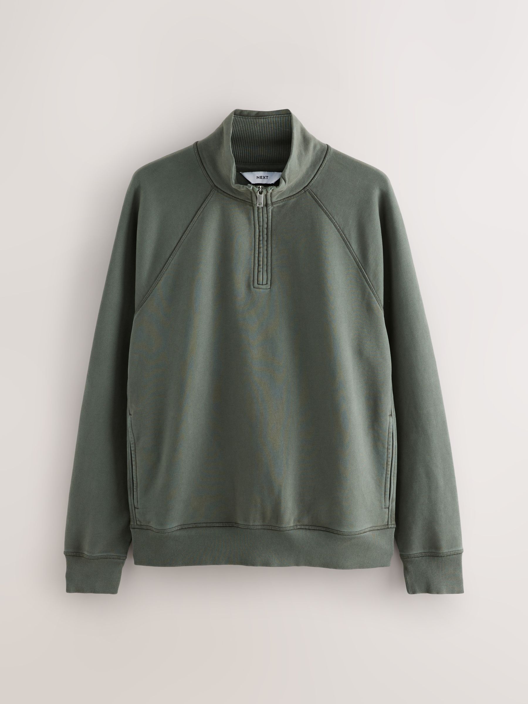 Grijs-groen - Heavyweight Washed Quarter Zip Sweatshirt