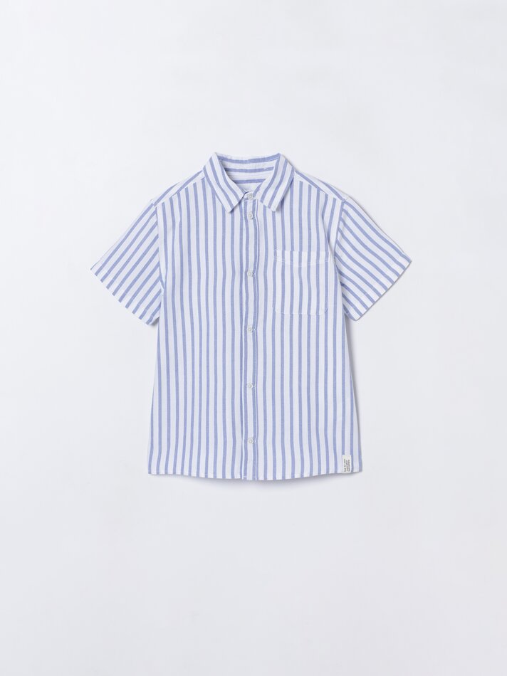 Camisa oxford de manga curta - Azul claro