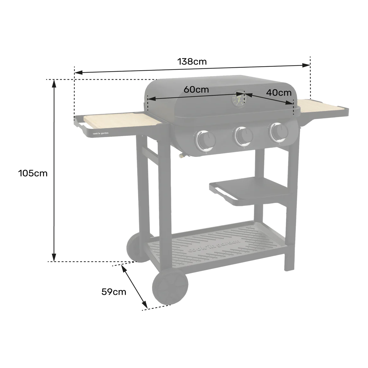 Barbecue gaz FLAVO 60 SC sur chariot Cook'in Garden