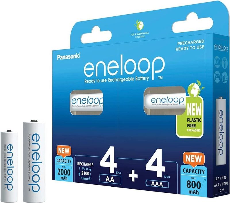 Panasonic - Eneloop - Herlaadbare Batterijen - AA & AAA - 8-Pack