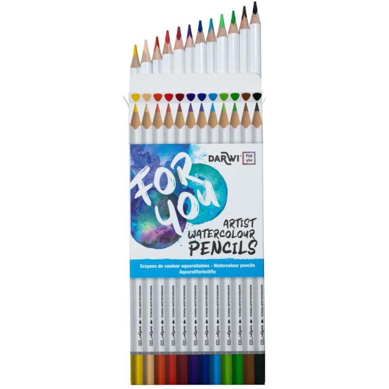 Darwi For You boite de 12 crayons de couleur aquarellables - Assortiment