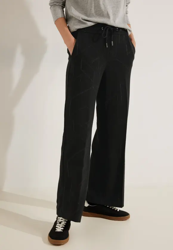 Loose Fit Jacquard Culotte - Black