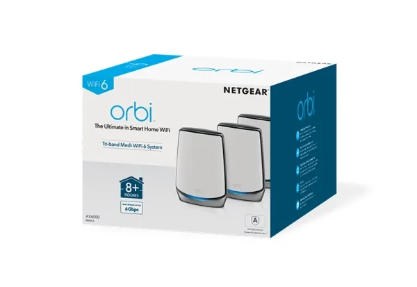 NETGEAR Orbi RBK853 - Wi-Fi-system - (router, 2 extendere) - mesh 1GbE, 2.5GbE - Wi-Fi 5, Wi-Fi 6 - Tri-Band