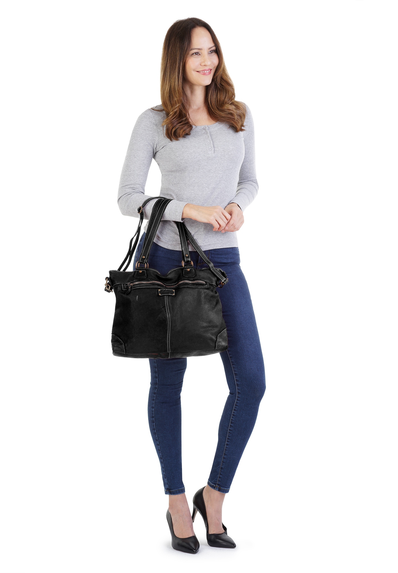 Cluty Shopper echt Leder, Made in Italy