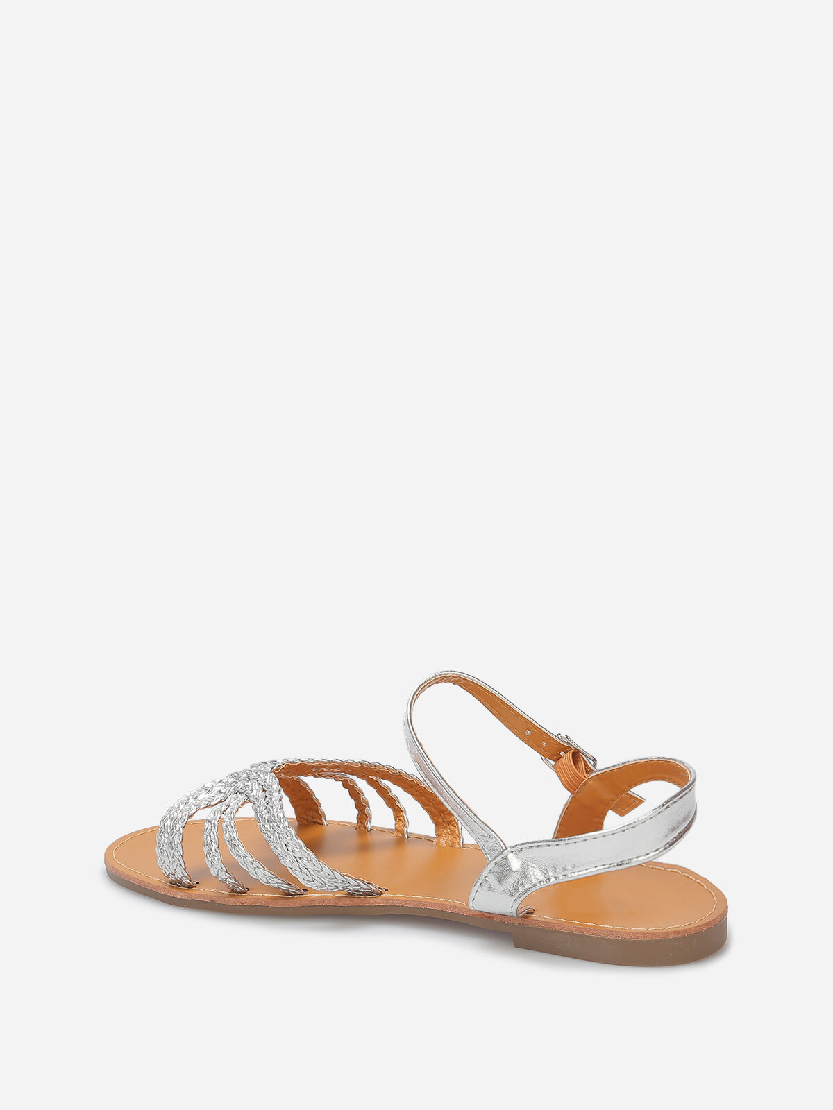 Sandales à brides tressées grandes tailles- Argenté