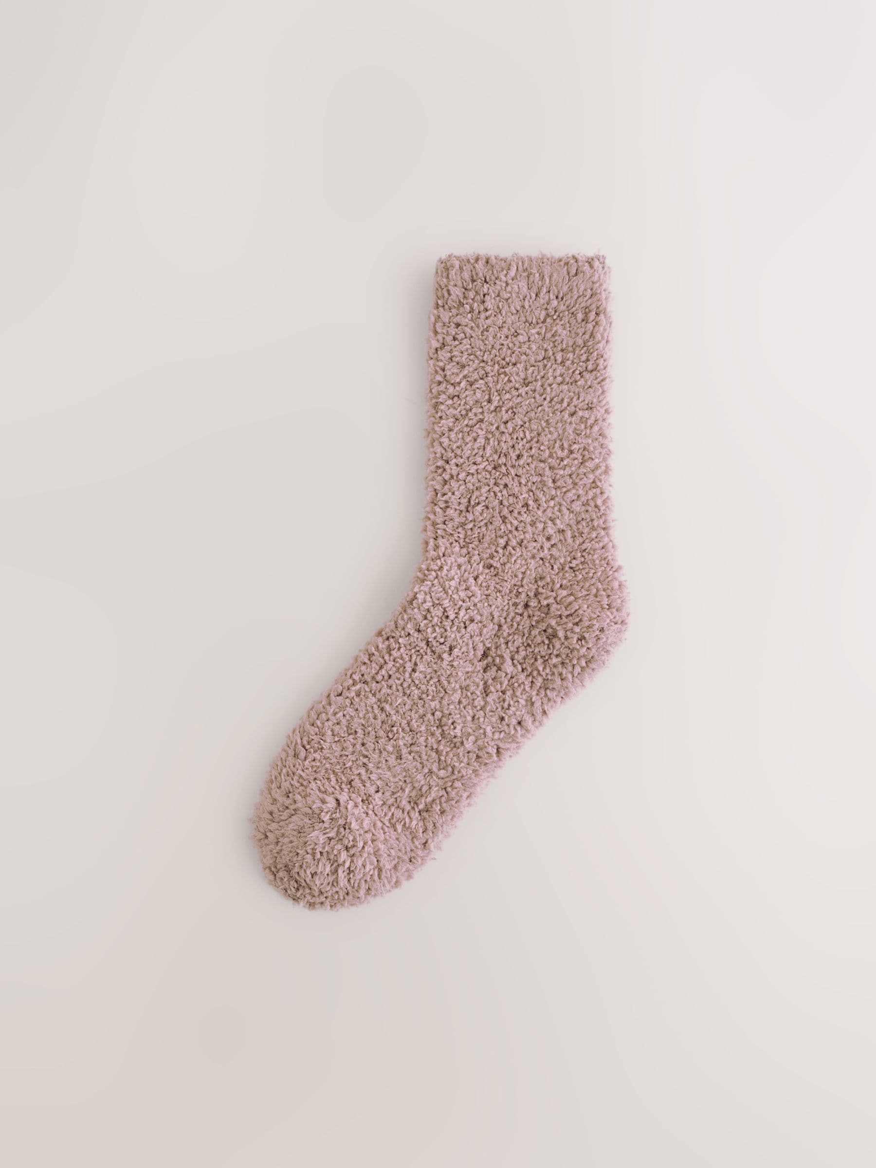 Purple/Mauve - Teddy Borg Cosy Socks 2 Pack