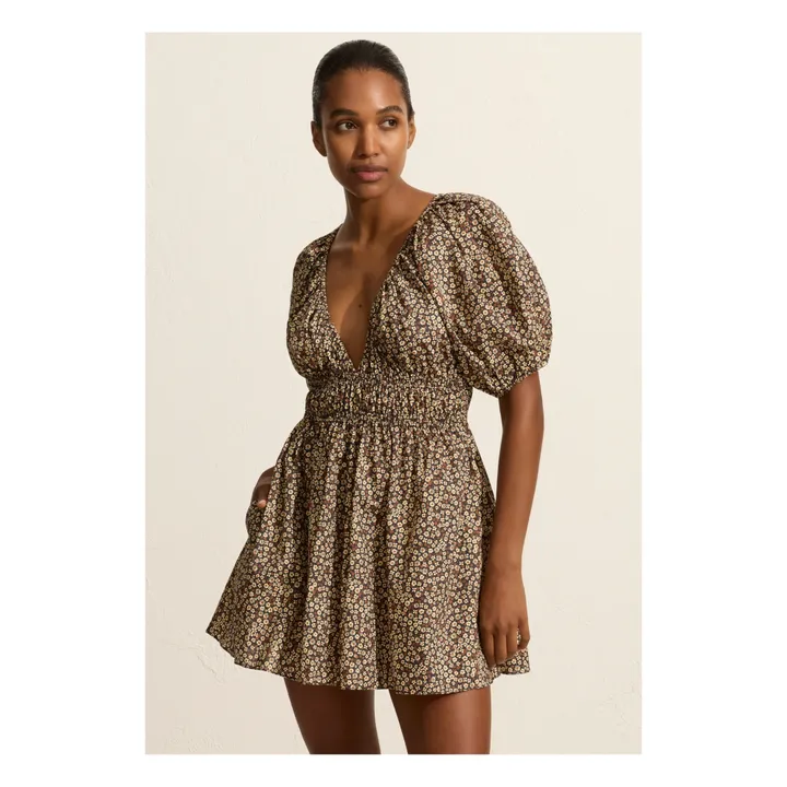 Matteau Robe Shirred Plunge Mini | Marron