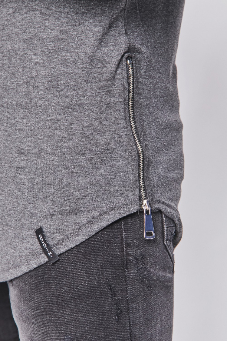 T-shirt à zip oversize Brentiny gris