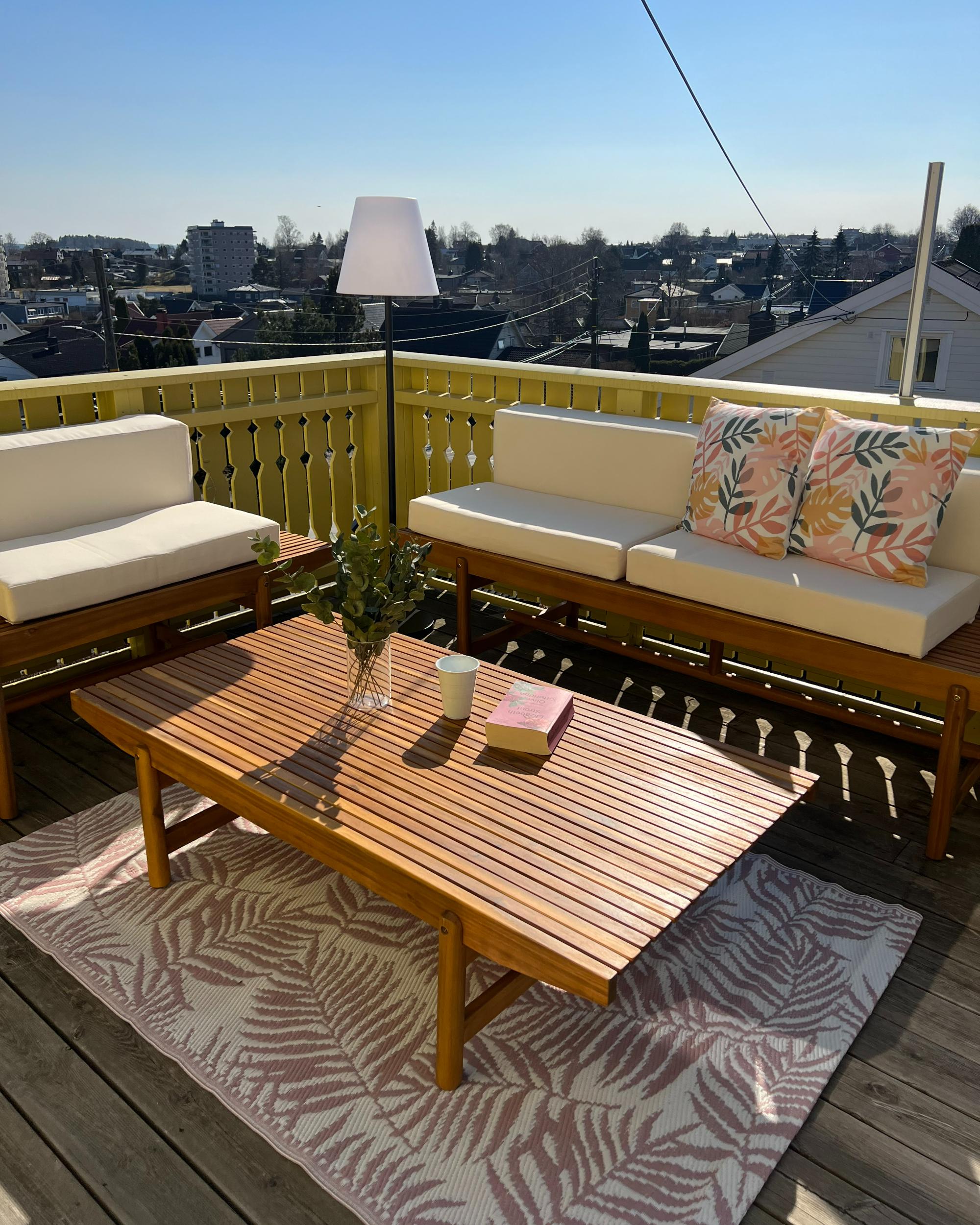Loungeset met tafel 3-zits GIAVENO Acaciahout Gebroken wit