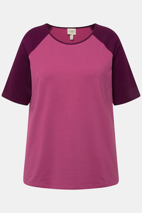 T-Shirt, Colorblocking, Rundhals, Halbarm, Biobaumwolle