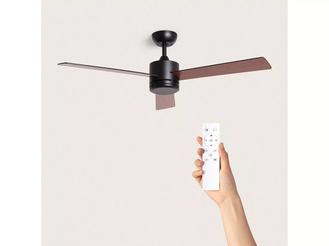 Ventilateur de Plafond Silencieux Fleves 132cm Motor DC Bois foncé Télécommande Sans lumière Non Noir