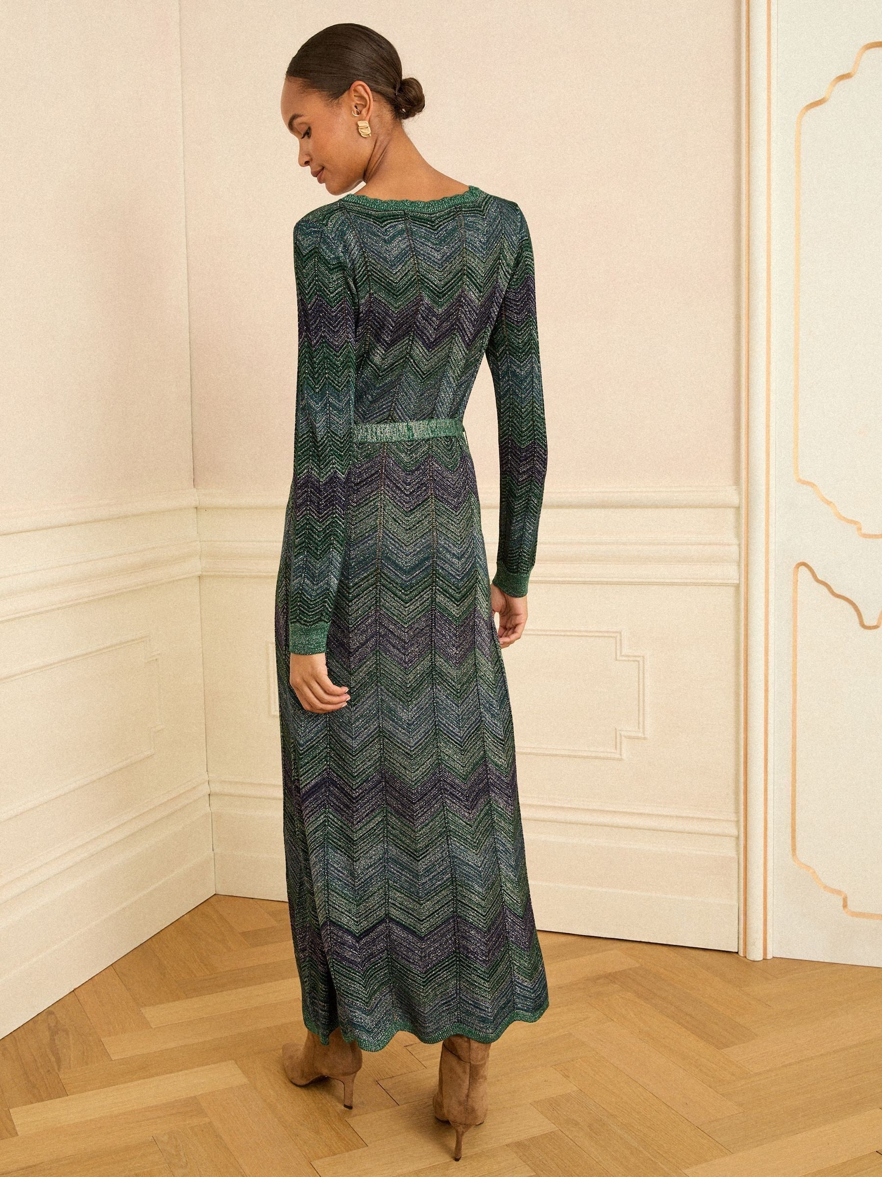 Love & Roses - Gebreide jurk met wijde hals van lurex
