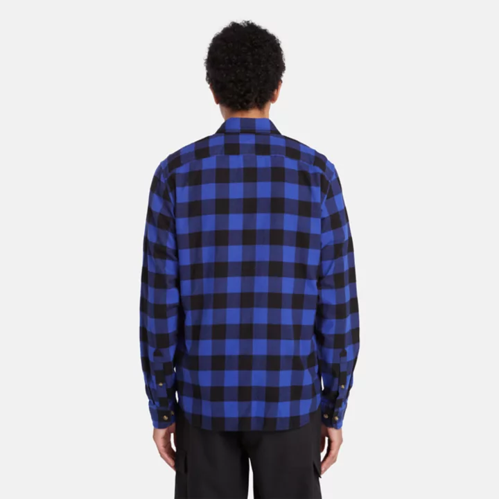 Camisa xadrez de manga comprida Mascoma River para homem, na cor azul.