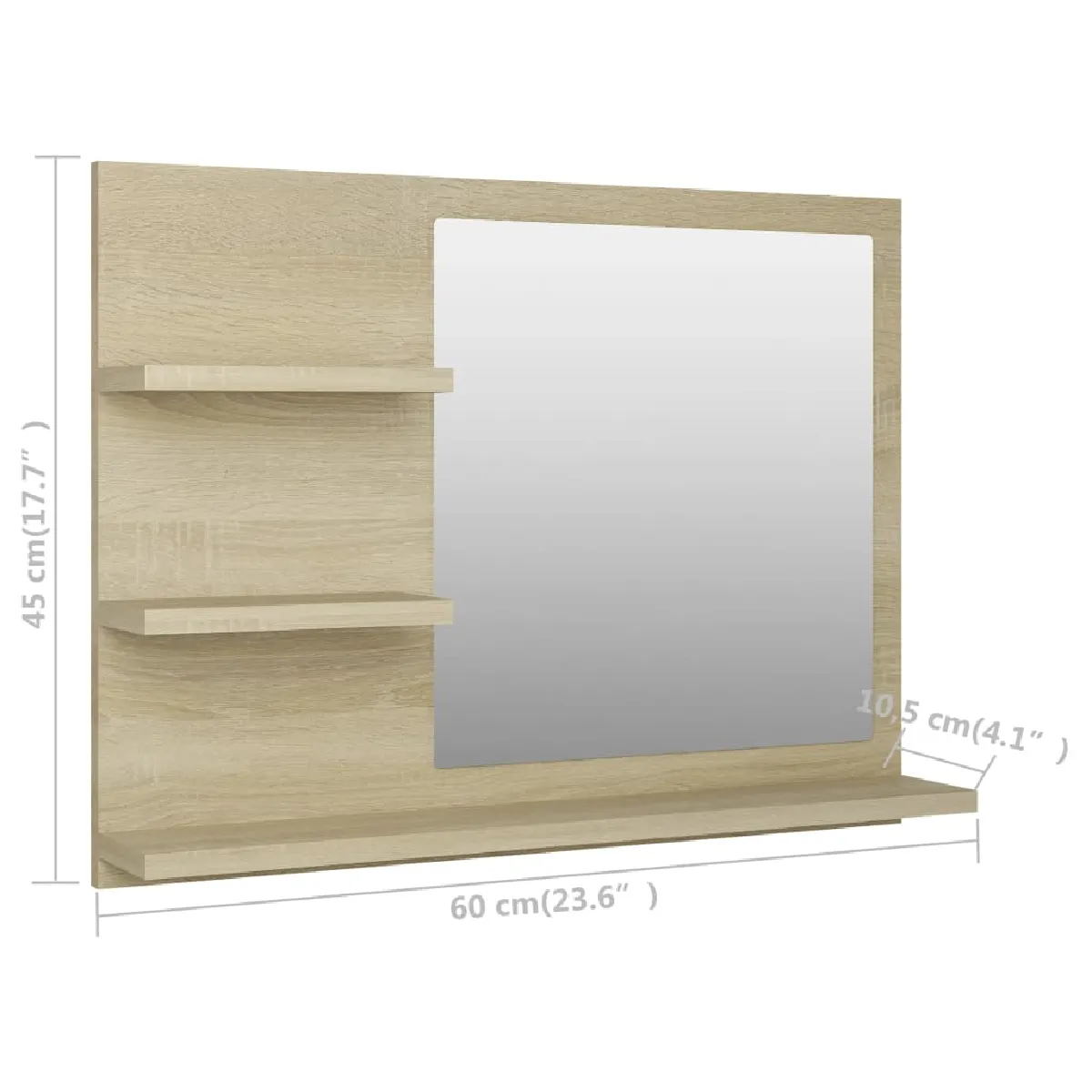 vidaXL Miroir salle de bain - Chêne sonoma