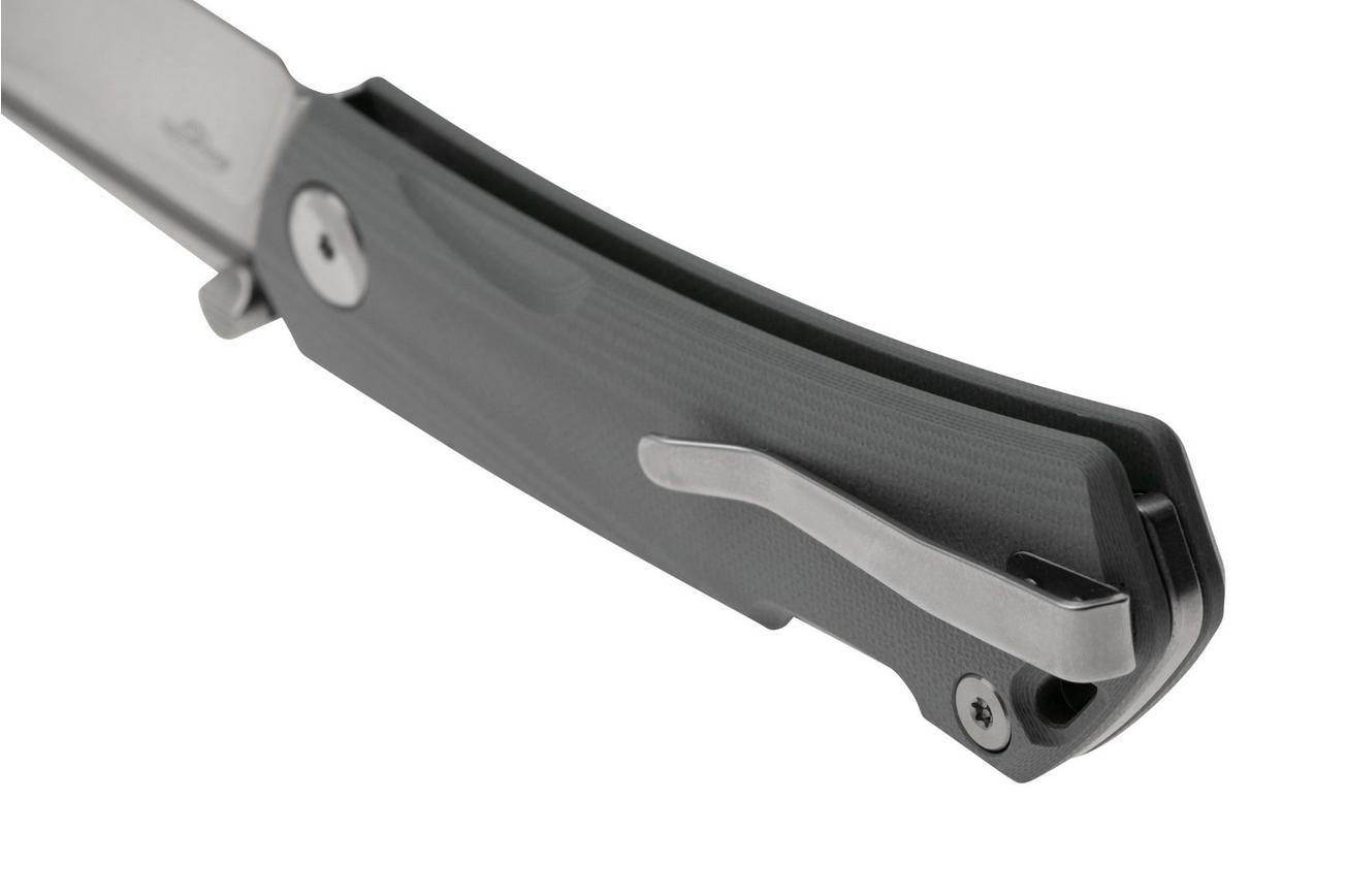 Real Steel Luna Maius 7091EG, 10Cr15CoMov, Gray G10, zakmes, Poltergeist design
