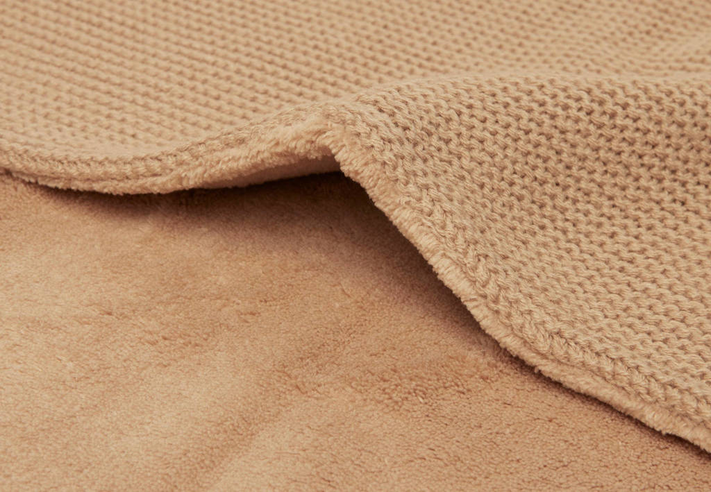 gebreide baby wiegdeken 75x100 cm Basic Knit Biscuit/Fleece