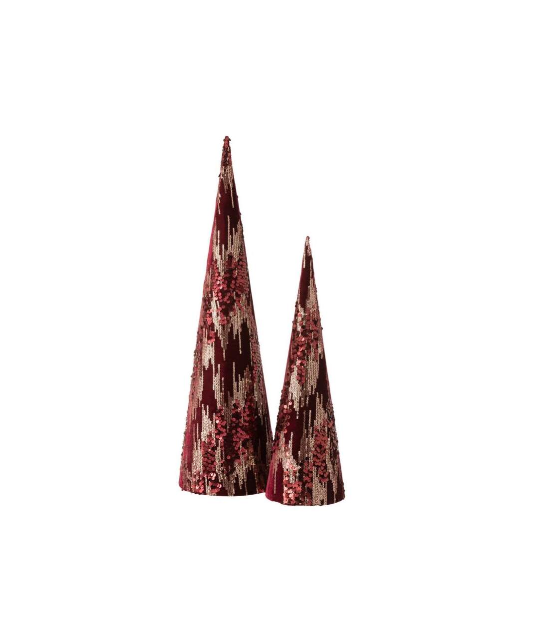 Paris Prix - Cône Décoratif sequin 66cm Bordeaux