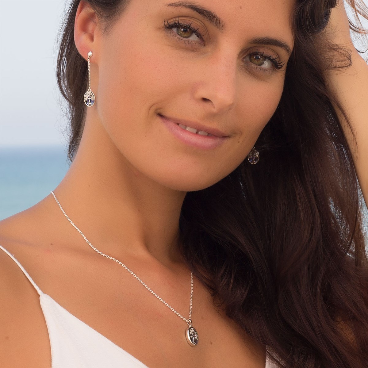 Boucles d'Oreille Arbre de Vie en Nacre Abalone et Argent 925 | Aden