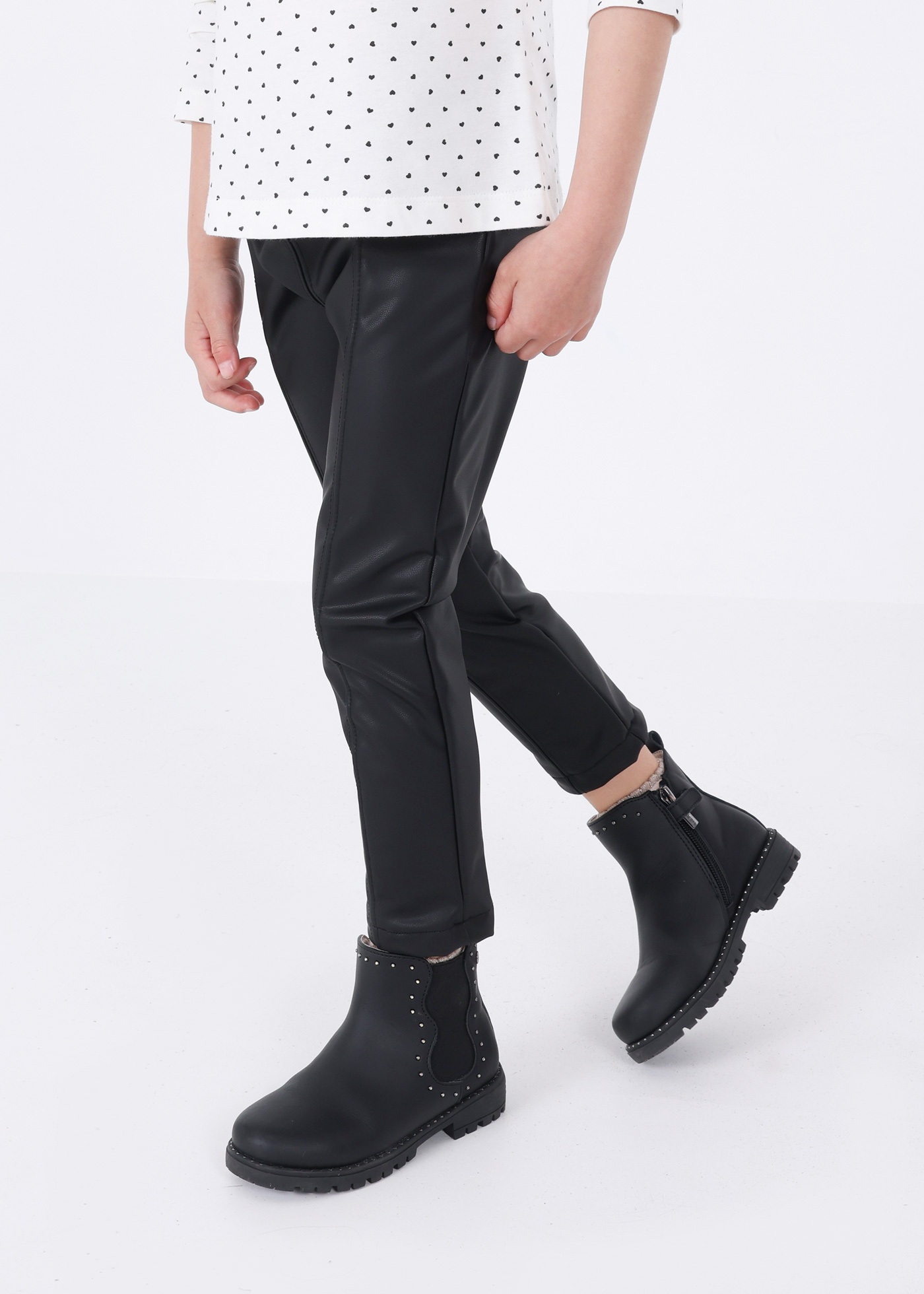 Leggings de couro sintético para meninas