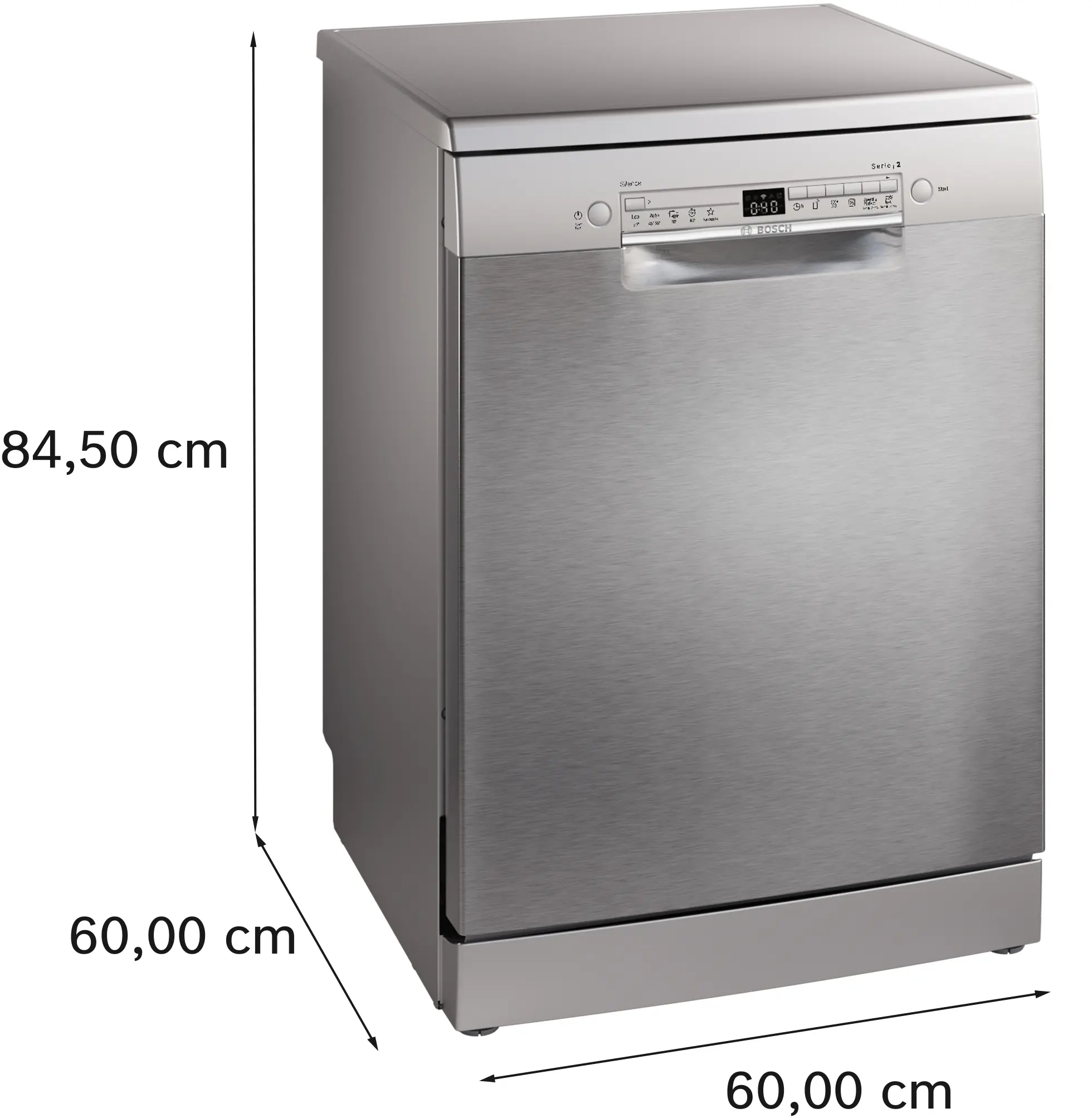 Serie 2 Vrijstaande vaatwasser 60 cm Geborsteld staal anti-fingerprint