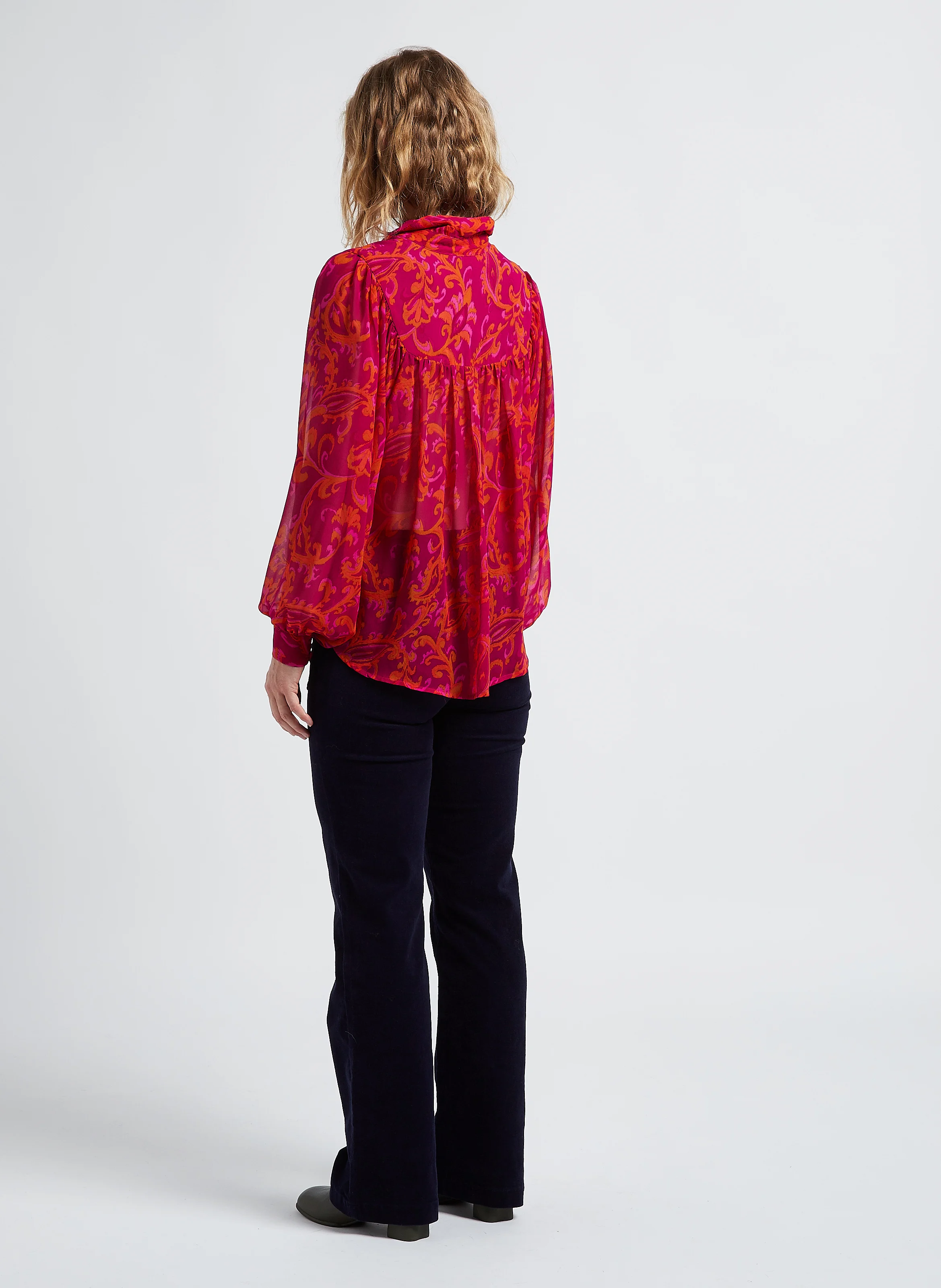 JOAO - Chemise col classique en voile imprimé | Rose