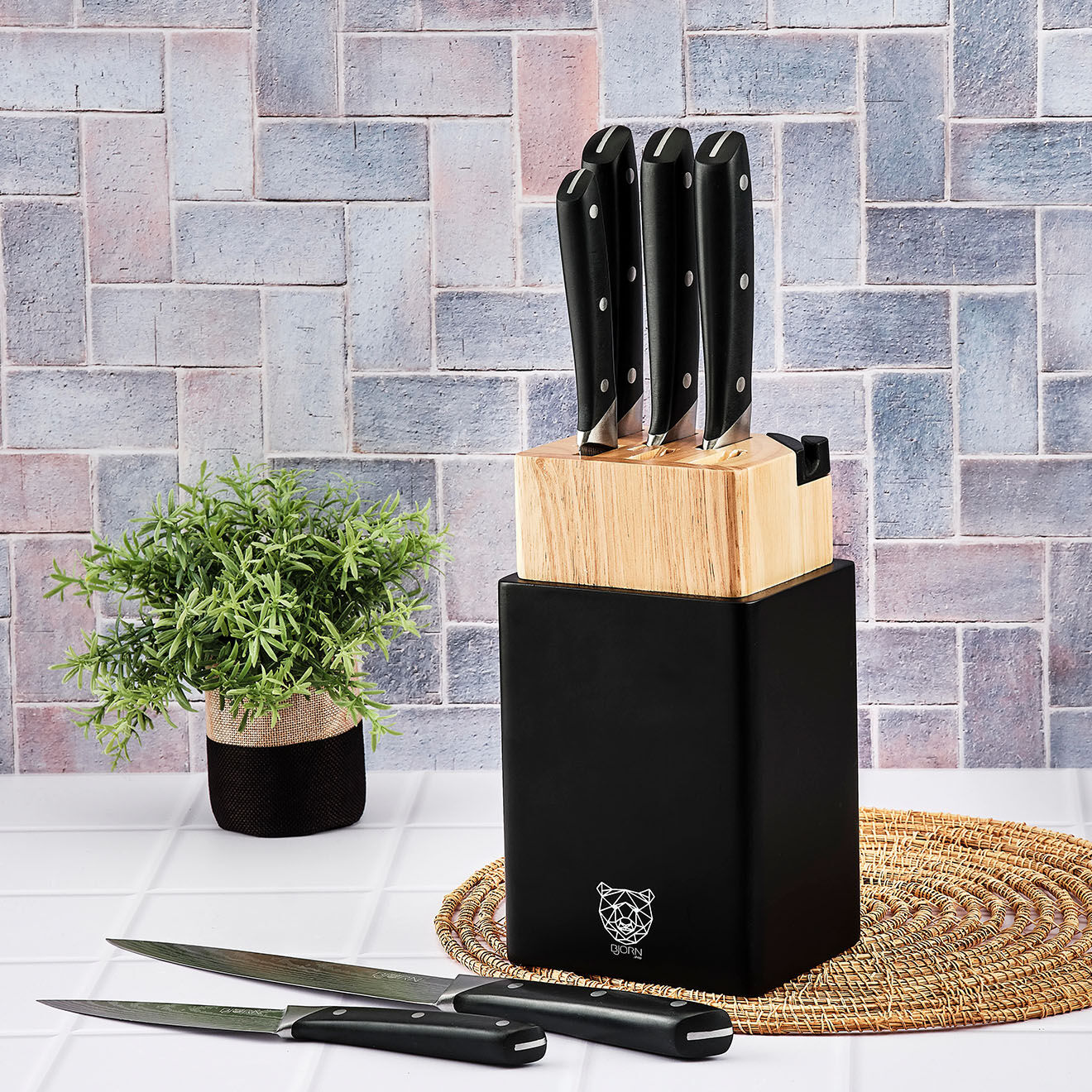 Bjorn Bloc avec couteaux de cuisine Erling Porvoo - 8 pièces