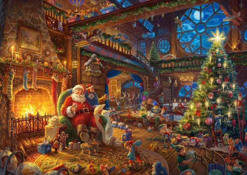 Schmidt Spiele 59494 Thomas Kinkad - Kerstman en Zijn Elfje - Puzzel van 1000 Stukjes