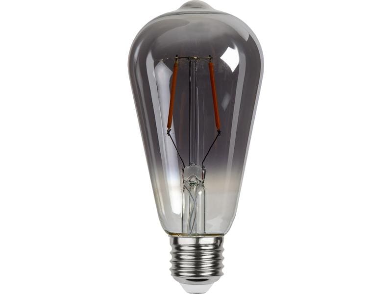 Star Trading Lampe Plain Smoke ST64 1.8 W (15 W) E27 Warmwe Filamentleuchtmittel in Tropfenform mit geschwärztem Glas