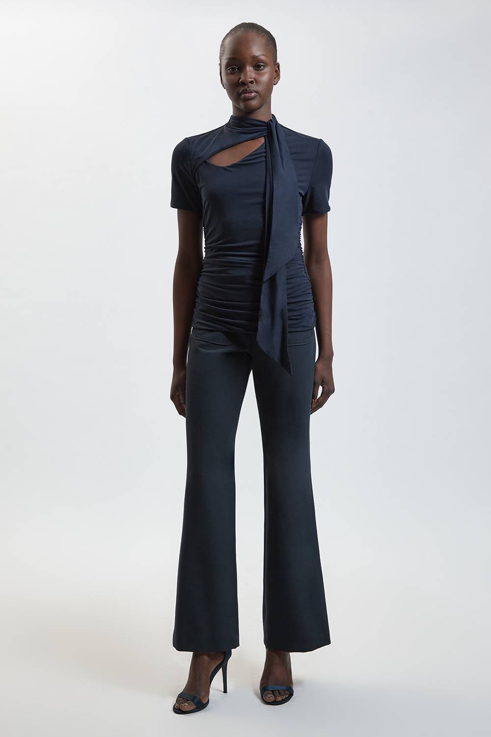 KarenMillen Haut En Jersey Mélange Viscose Avec Détail Col Noué