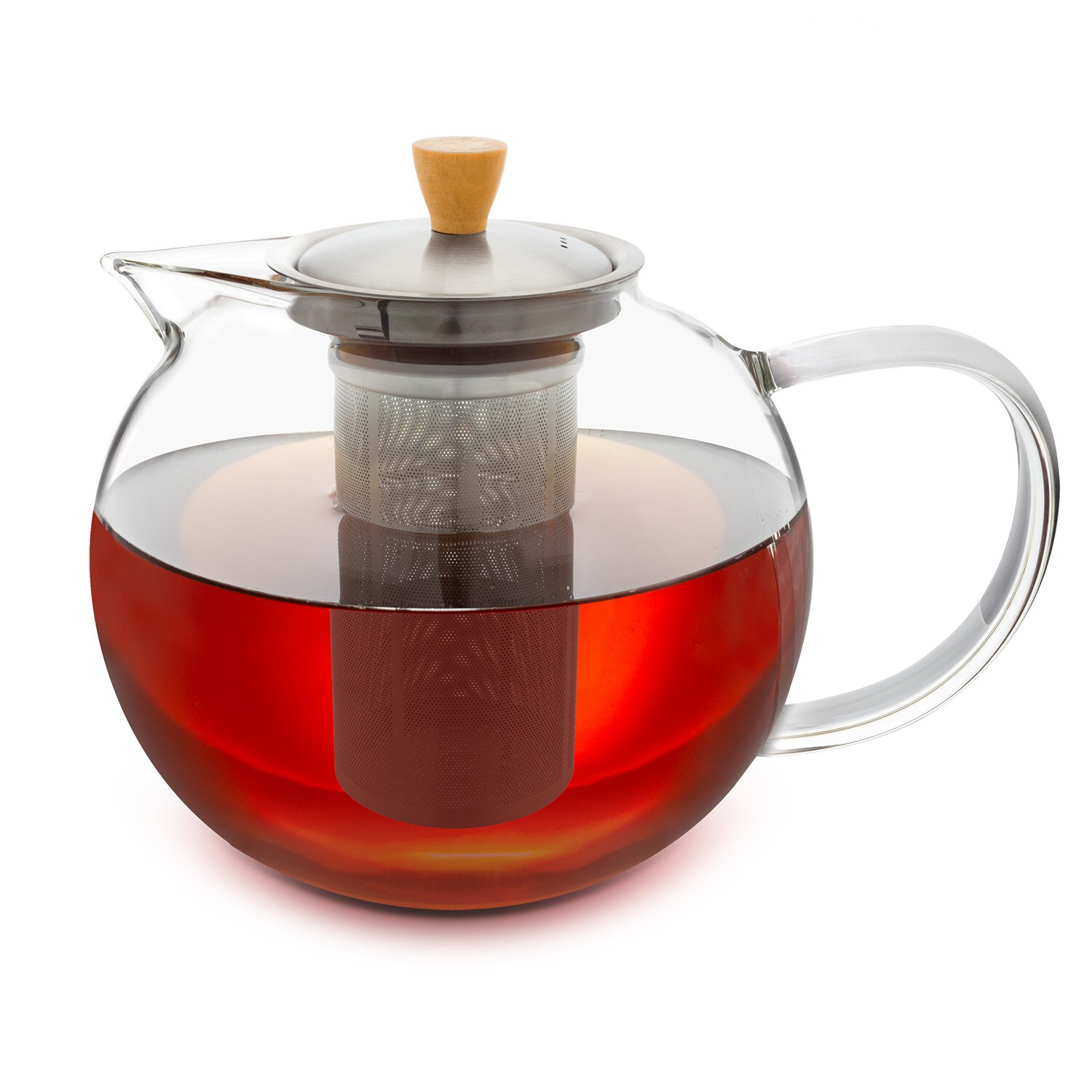 Sencha Teekanne 1,8 l Edelstahl-Siebeinsatz Borosilikatglas Deckel