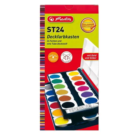Herlitz Deckfarbkasten mit 24 Farben inklusive Deckweiß