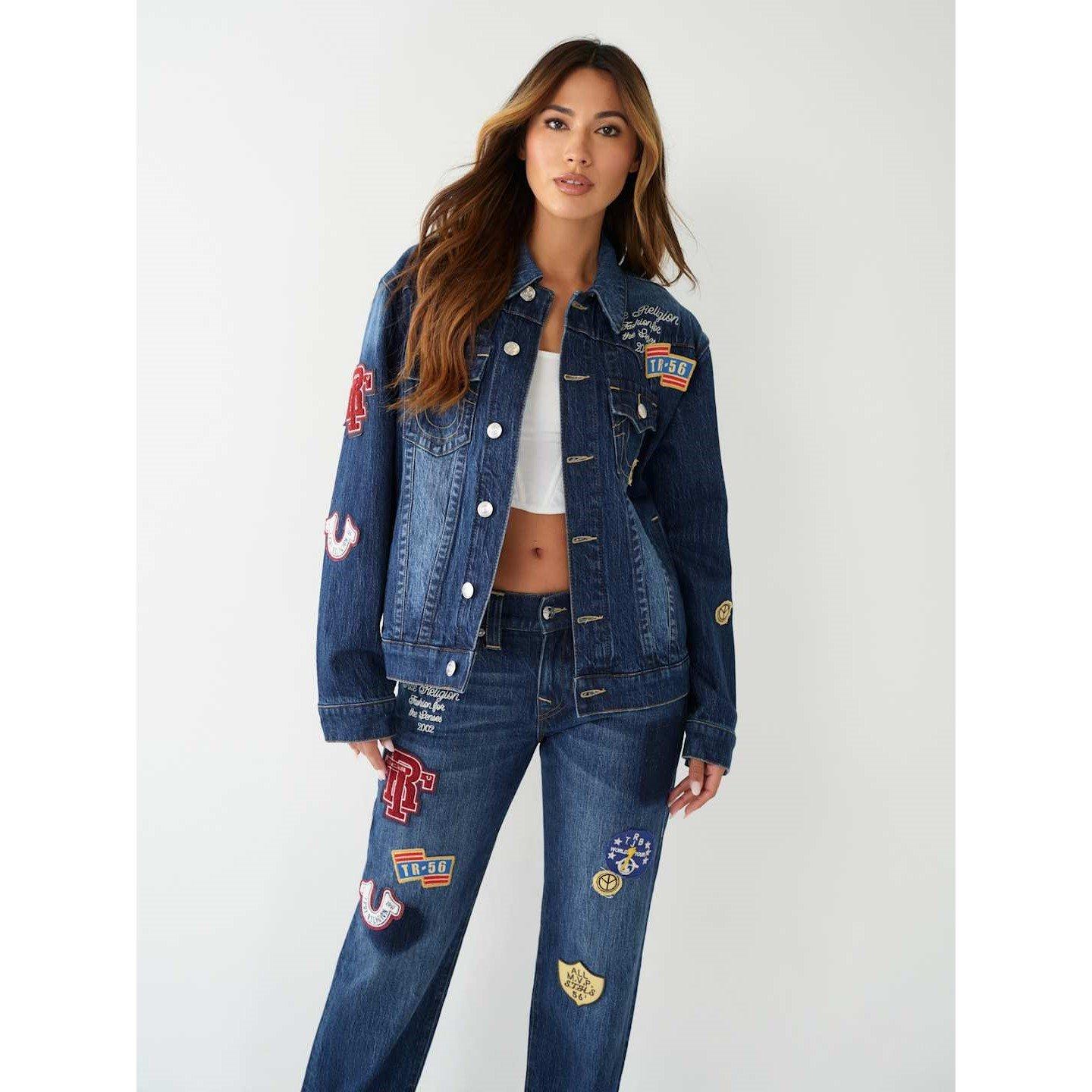 True Religion TR Oversized Jimmy Patch Jacket Womens
